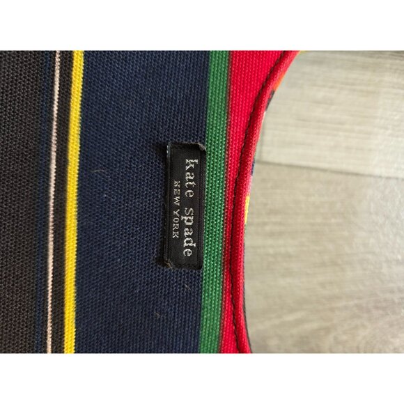 Kate Spade New York Striped Canvas Shoulder Bag With Zipper Closure - Picture 3 of 6